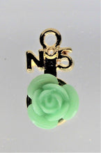 Load image into Gallery viewer, Rose Charms, Tiny Green, Pink, or Black Flower Charms
