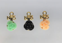 Load image into Gallery viewer, Rose Charms, Tiny Green, Pink, or Black Flower Charms