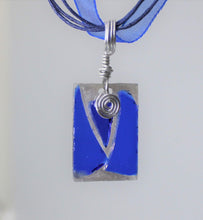 Load image into Gallery viewer, Blue Glass Necklace, unique handmde gift