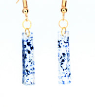 Load image into Gallery viewer, Earrings, Blue Flower Earrings, Rectangle, Unique Handmade Gift