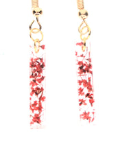 Load image into Gallery viewer, Earrings, Red Rectangle Flower, Unique Handmade Gift