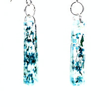 Load image into Gallery viewer, Earrings, Teal Blue Flower Earrings Rectangle, Unique Handmade Gift