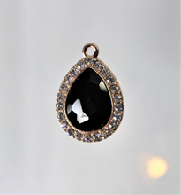 Load image into Gallery viewer, Rhinestone Charm, Black Teardrop Large Charm