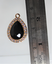 Load image into Gallery viewer, Rhinestone Charm, Black Teardrop Large Charm