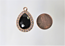 Load image into Gallery viewer, Rhinestone Charm, Black Teardrop Large Charm