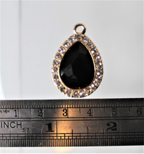 Load image into Gallery viewer, Rhinestone Charm, Black Teardrop Large Charm