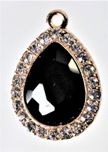 Load image into Gallery viewer, Rhinestone Charm, Black Teardrop Large Charm