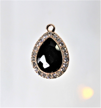 Load image into Gallery viewer, Rhinestone Charm, Black Teardrop Large Charm