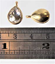 Load image into Gallery viewer, Rhinestone Charm, Crystal Teardrop, Small Gold Crystal, 99 cents each