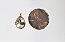 Load image into Gallery viewer, Rhinestone Charm, Crystal Teardrop, Small Gold Crystal, 99 cents each