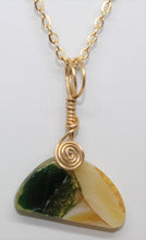 Load image into Gallery viewer, Tan and Green Glass Necklace, Unique Handmade Gift