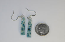 Load image into Gallery viewer, Earrings, Teal Blue Flower Earrings Rectangle, Unique Handmade Gift