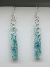 Load image into Gallery viewer, Earrings, Teal Blue Flower Earrings Rectangle, Unique Handmade Gift