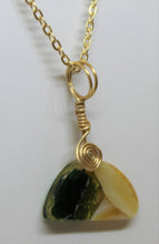 Load image into Gallery viewer, Tan and Green Glass Necklace, Unique Handmade Gift