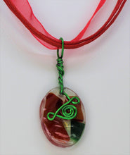 Load image into Gallery viewer, Tiny Red and Green Glass Pendant, Unique Handmade Gift