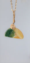 Load image into Gallery viewer, Tan and Green Glass Necklace, Unique Handmade Gift