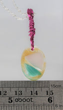 Load image into Gallery viewer, Teal and Pink Glass Necklace, Unique Handmade Gift