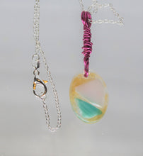 Load image into Gallery viewer, Teal and Pink Glass Necklace, Unique Handmade Gift