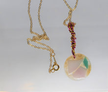 Load image into Gallery viewer, Teal and Pink Glass Necklace, Unique Handmade Gift