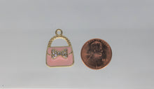 Load image into Gallery viewer, Purse Charms, Pink, White or Black purse charms. They have a rhinestone bow in front. They are adorable. Check them out.