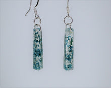 Load image into Gallery viewer, Earrings, Teal Blue Flower Earrings Rectangle, Unique Handmade Gift
