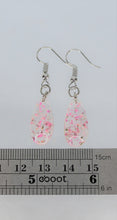 Load image into Gallery viewer, Pink Oval Pressed Flower Earrings, dried flower earrings, botanical earrings, confetti earrings, terrarium earrings