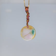 Load image into Gallery viewer, Teal and Pink Glass Necklace, Unique Handmade Gift