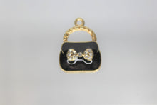 Load image into Gallery viewer, Purse Charms, Pink, White or Black purse charms. They have a rhinestone bow in front. They are adorable. Check them out.