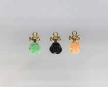 Load image into Gallery viewer, Rose Charms, Tiny Green, Pink, or Black Flower Charms