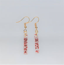 Load image into Gallery viewer, Earrings, Red Rectangle Flower, Unique Handmade Gift