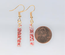 Load image into Gallery viewer, Earrings, Red Rectangle Flower, Unique Handmade Gift