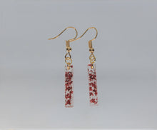 Load image into Gallery viewer, Earrings, Red Rectangle Flower, Unique Handmade Gift