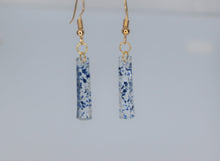 Load image into Gallery viewer, Earrings, Blue Flower Earrings, Rectangle, Unique Handmade Gift