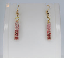 Load image into Gallery viewer, Earrings, Red Rectangle Flower, Unique Handmade Gift