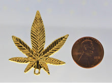 Load image into Gallery viewer, Pot Leaf Pendants, gold, silver or bronze Weed Pendants, The charms have very intricate detail and are very nice. Take a look.