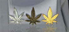 Load image into Gallery viewer, Pot Leaf Pendants, gold, silver or bronze Weed Pendants, The charms have very intricate detail and are very nice. Take a look.