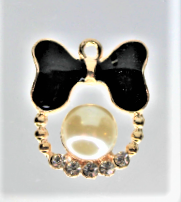 Load image into Gallery viewer, Rhinestone Charm, Small Bow Charms, Pink, White or Black