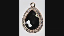 Load and play video in Gallery viewer, Rhinestone Charm, Black Teardrop Large Charm
