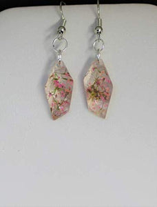 Queen Anne's Lace Pink Pressed Flower Earrings