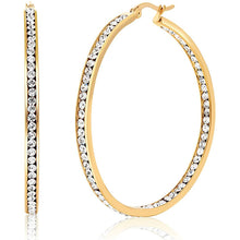 Load image into Gallery viewer, Hoop Earrings 3&quot; Classic Inside Out Pave in 18K Gold Filled
