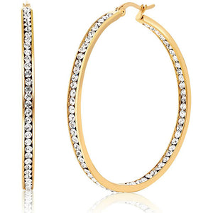 Hoop Earrings 3" Classic Inside Out Pave in 18K Gold Filled
