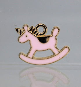 Rocking Horse Charms, Pink, White, Red, Blue, or Black, Unicorns