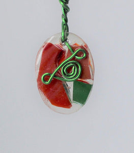 Tiny Red and Green Glass Pendant, Unique Handmade Gift