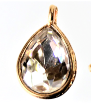 Load image into Gallery viewer, Rhinestone Charm, Crystal Teardrop, Small Gold Crystal, 99 cents each
