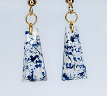 Load image into Gallery viewer, Earrings, Blue Flower Earrings Triangle, Unique Handmade Gift
