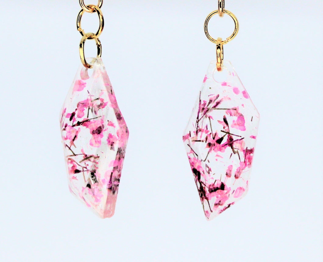 Earrings, Dark Pink Polygon Flower Earring, Unique handmade gift