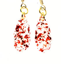 Load image into Gallery viewer, Earrings, Red Oval Flower Earrings, Unique Handmade Gift

