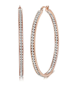 Hoop Earrings, 2" Pave, Crystals in 18K Rose Gold Filled