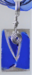 Blue Glass Necklace, unique handmde gift