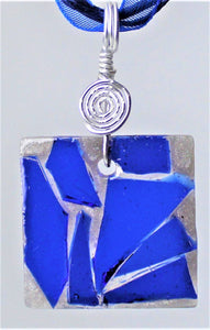 Blue Glass Necklace, Unique Handmade gift